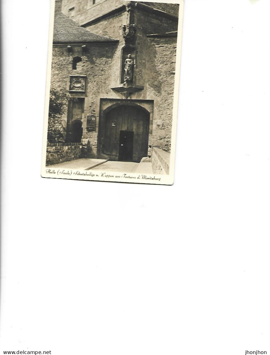 Germany - Postcard Unused -    Halle (Saale) - Patron Saint And Coat Of Arms On The Gate Tower Of Moritzburg - Halle (Saale)