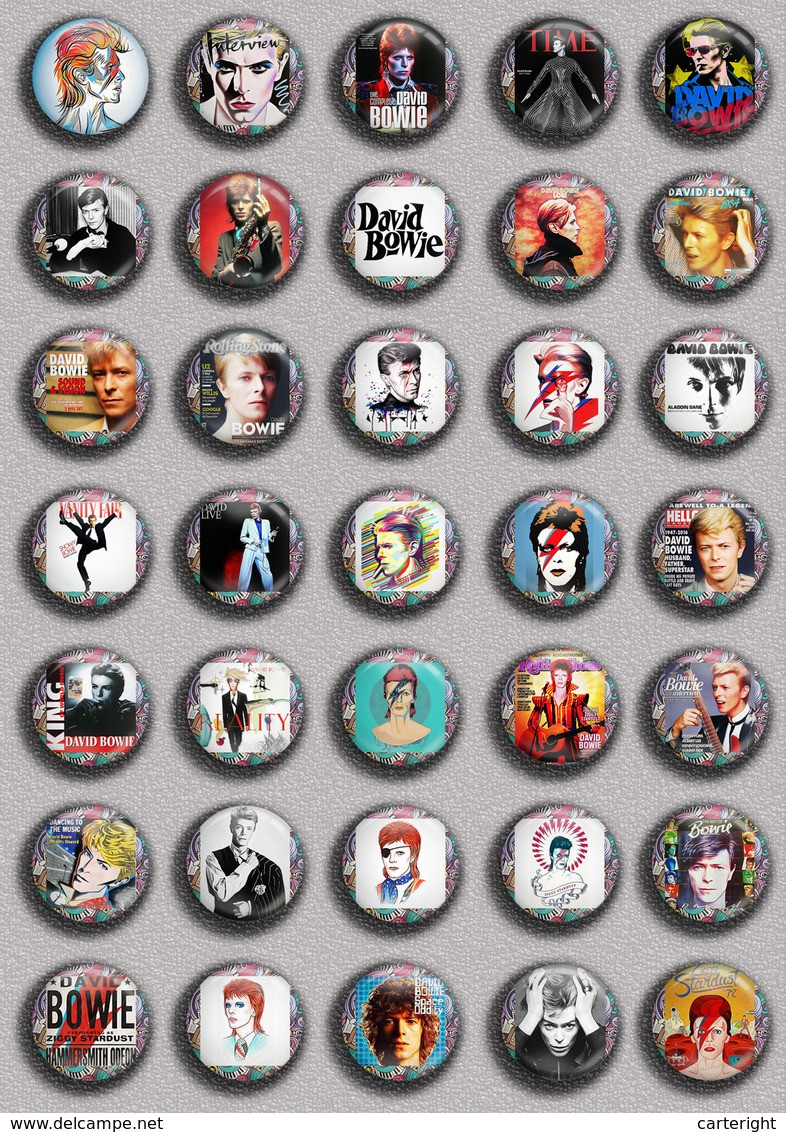 David Bowie Music Fan ART BADGE BUTTON PIN SET 3 (1inch/25mm Diameter) 35 DIFF - Musik