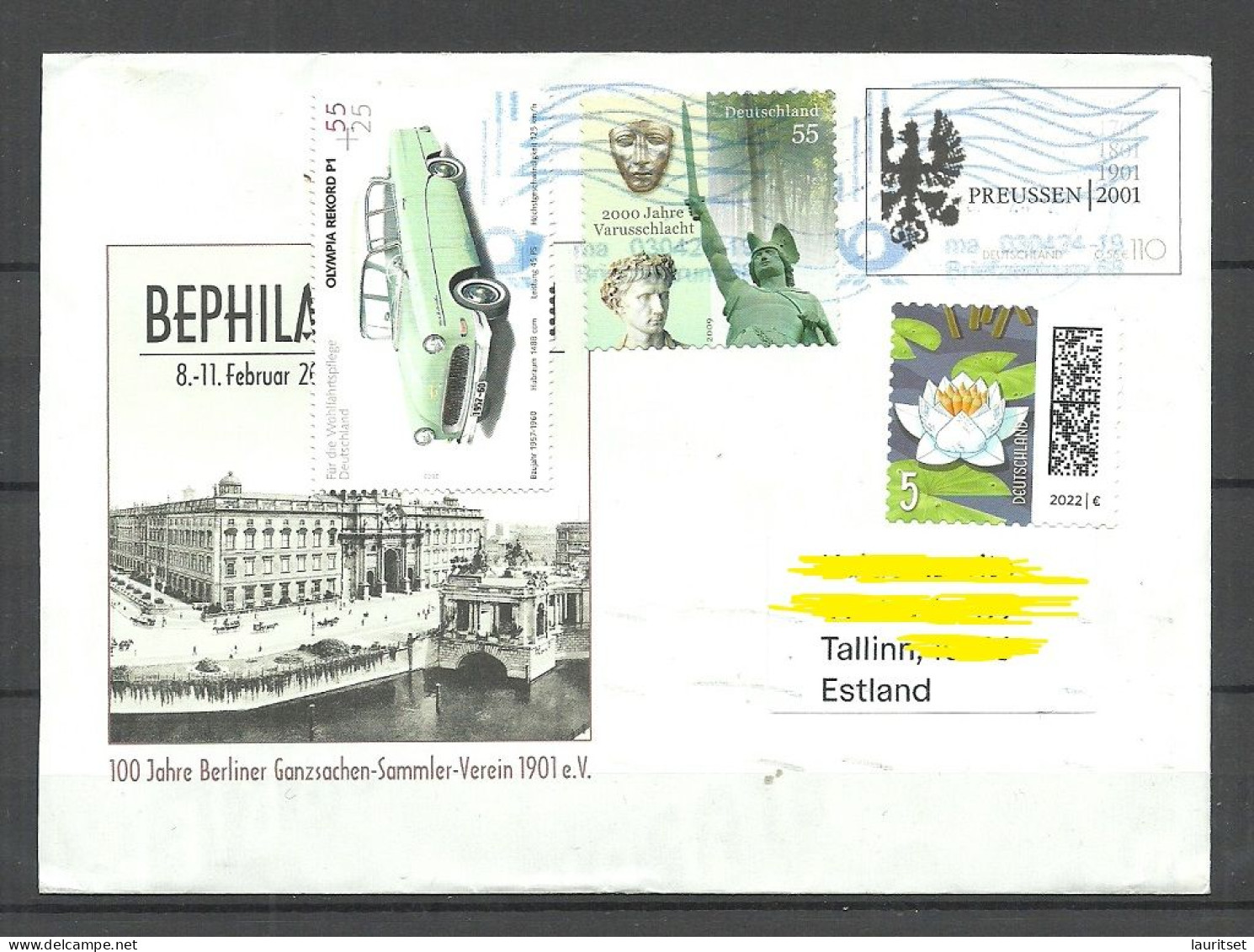 Germany Deutschland BRD 2024 Brief Nach Estland Wasserröschen Auto Etc. Stationery Cover Bephila 2001 - Lettres & Documents