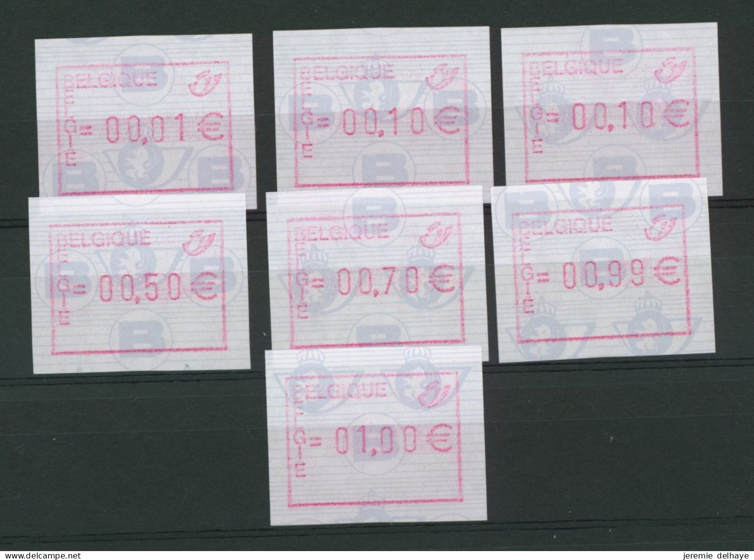 Timbres De Distributeurs - ATM107. Lot De 7 Vignettes Compris Entre 00,01e Et 1,00 Euros. - Postfris