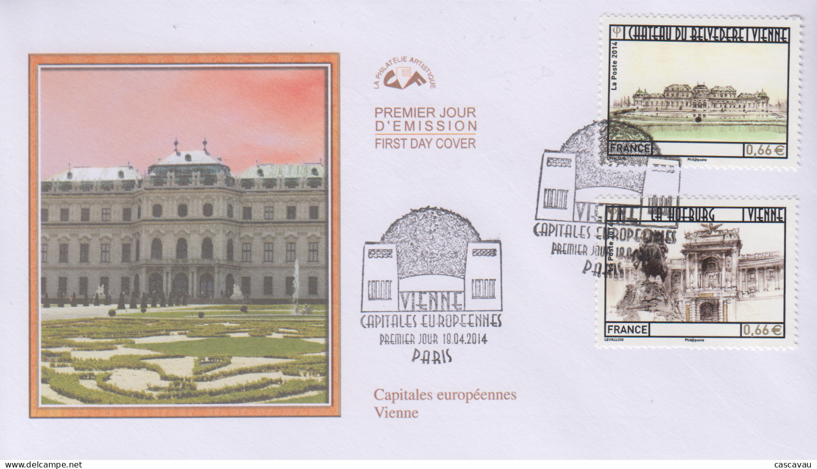 Enveloppe   FDC   1er   Jour    FRANCE    Capitale   Européenne  :  VIENNE   2014 - 2010-2019