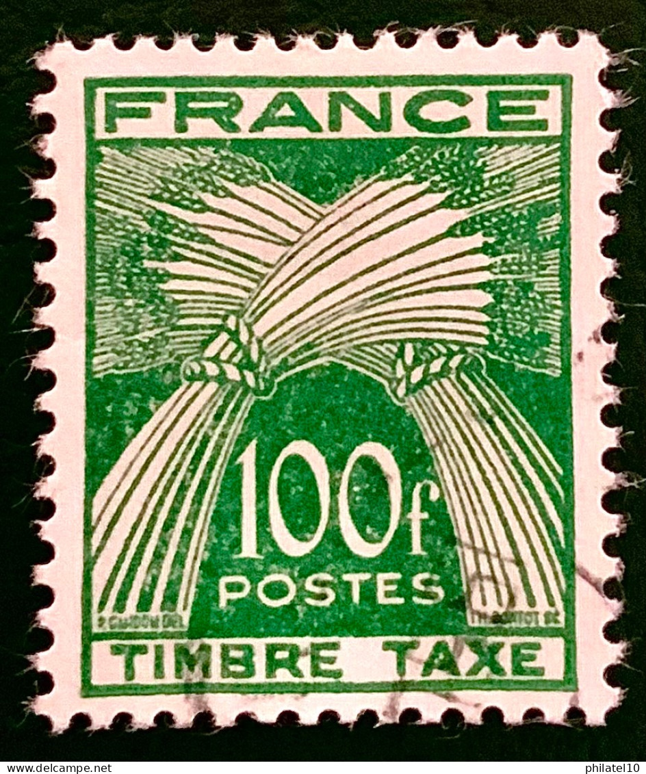 1953 FRANCE N 89 TIMBRE TAXE TYPE GERBE DE BLÉ 100f - OBLITERE - Used Stamps