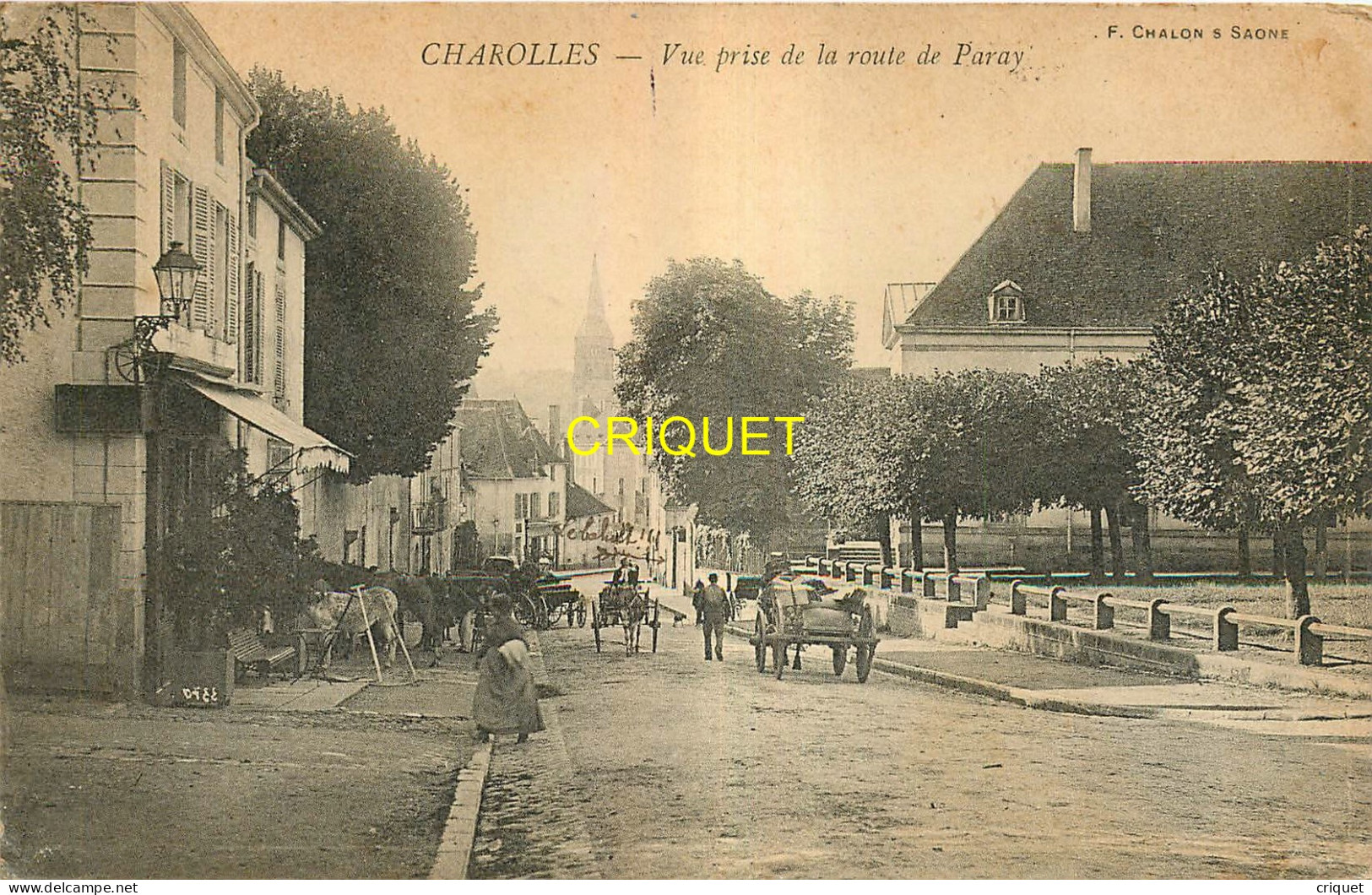 71 Charolles, Vue Prise De La Route De Paray, Attelages Et Chevaux Devant L'auberge - Charolles