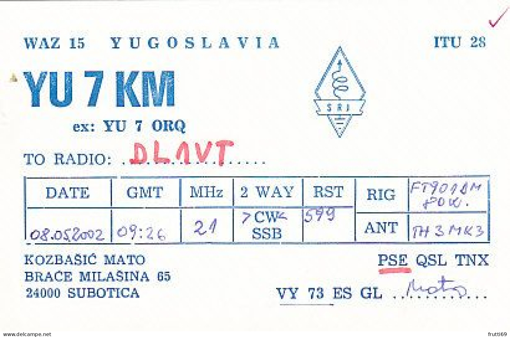 AK 210528 QSL - Yugoslavia - Subotica - Radio-amateur