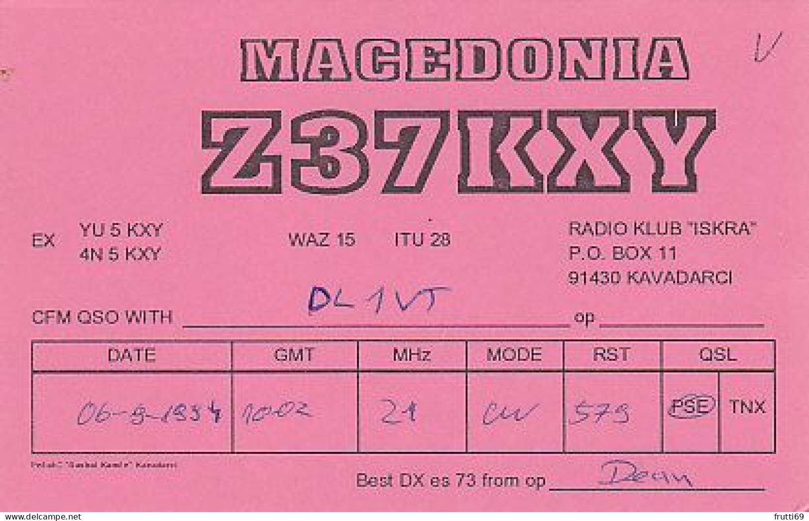 AK 210530 QSL - Macedonia - Kavadarci - Radio Amateur