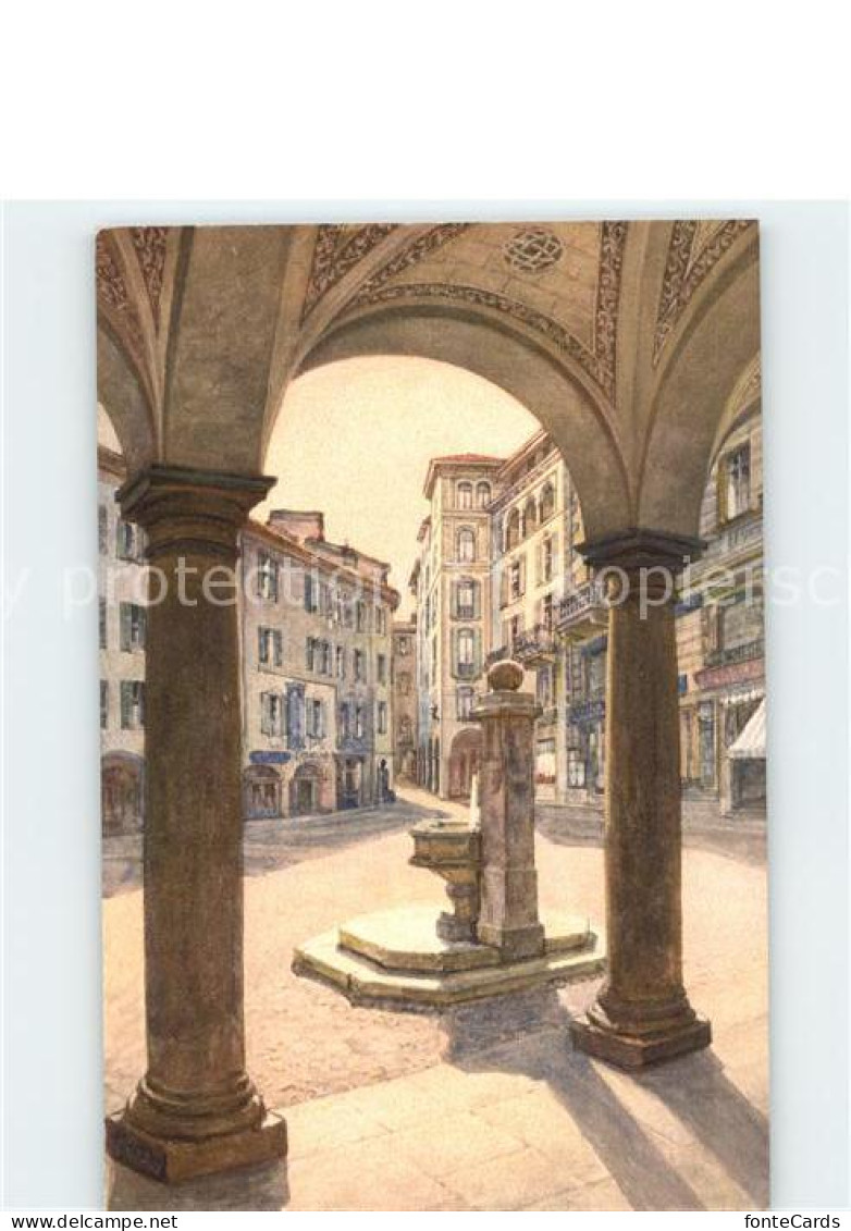 11654250 Lugano TI Piazza Dante Fontana Kuenstlerkarte Lugano TI - Sonstige & Ohne Zuordnung