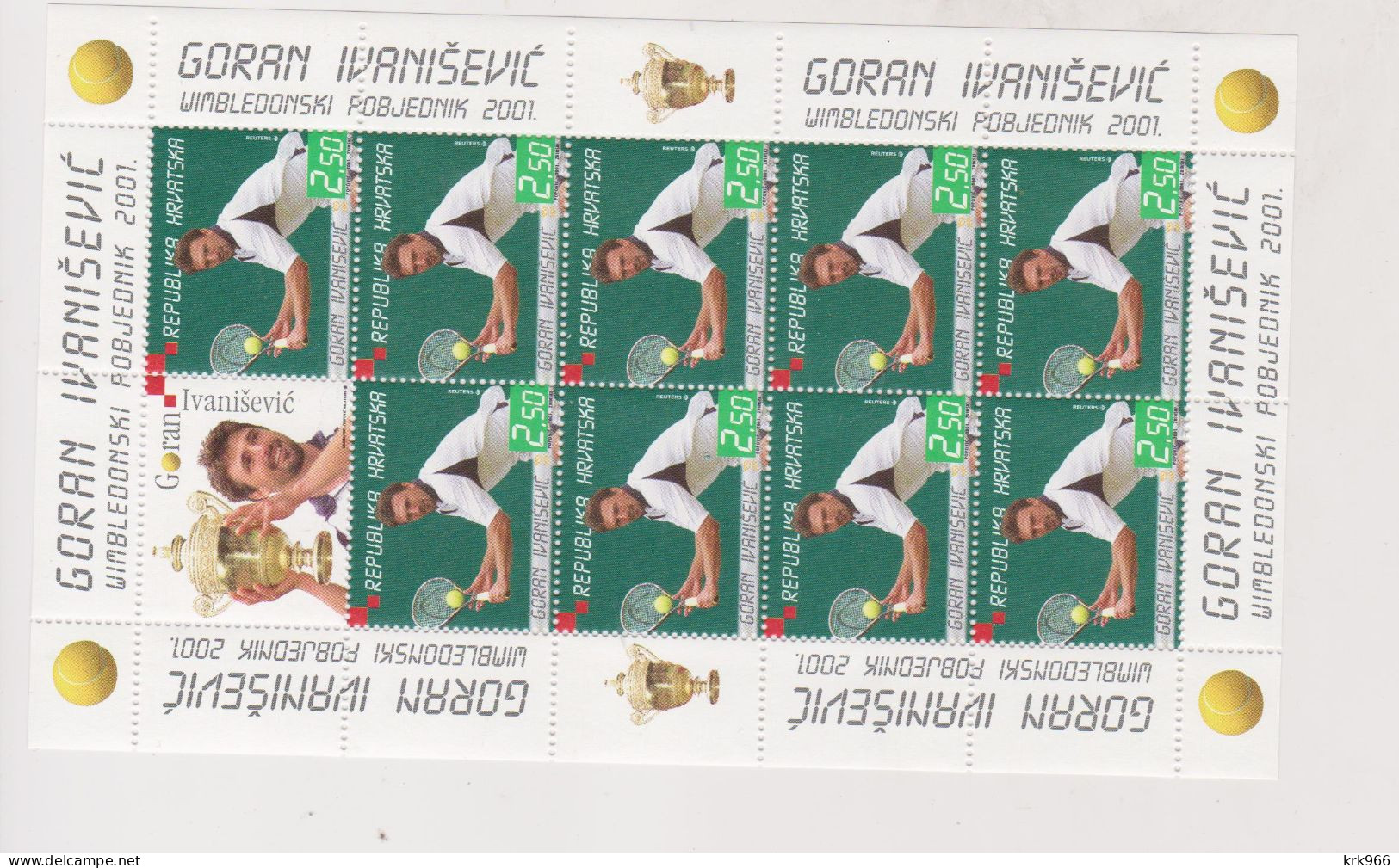 CROATIA 2001 Nice Sheet MNH TENNIS GORAN IVANISEVIC - Kroatien