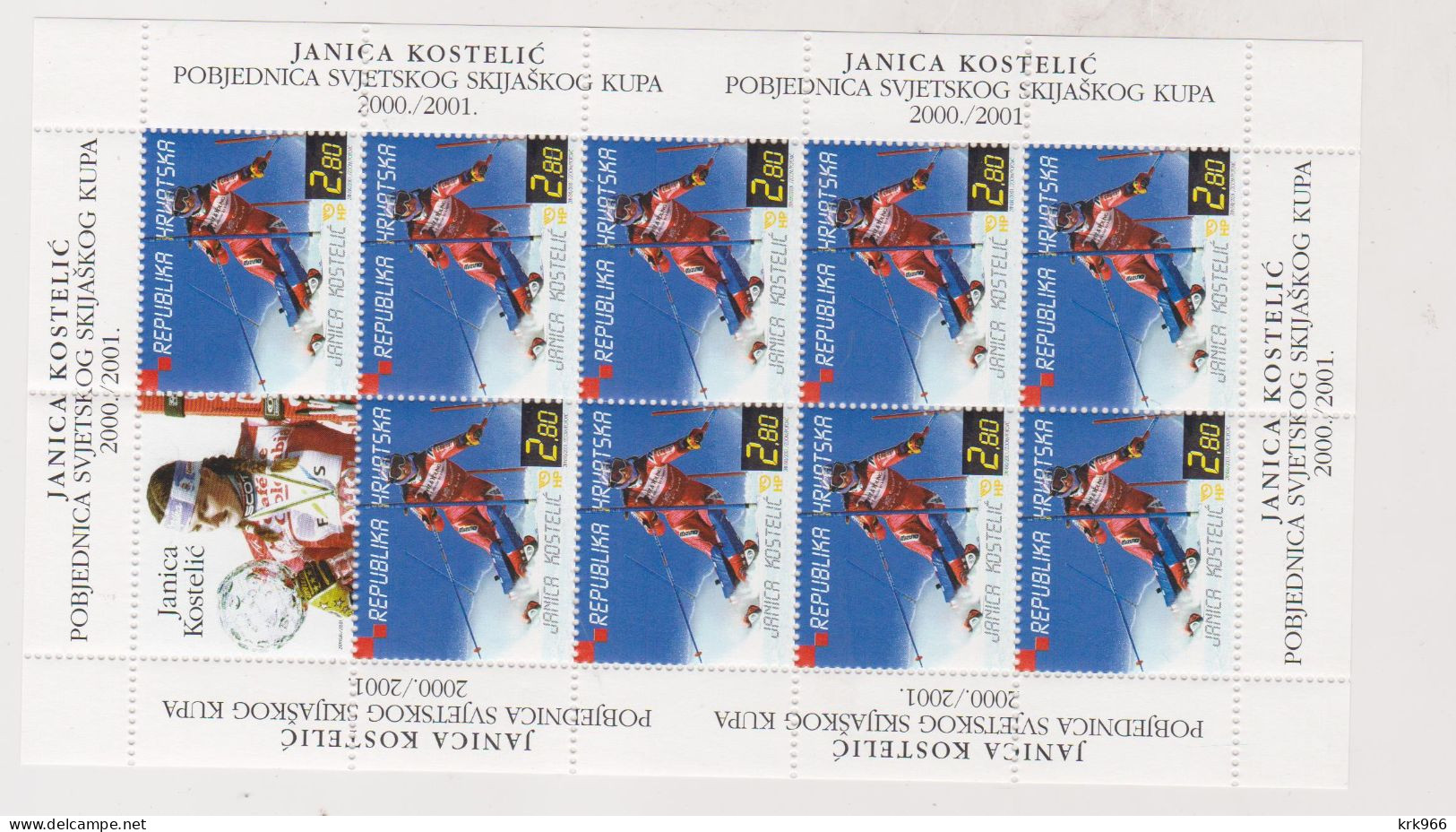 CROATIA 2001 Nice Sheet MNH JANICA KOSTELIC - Croatia