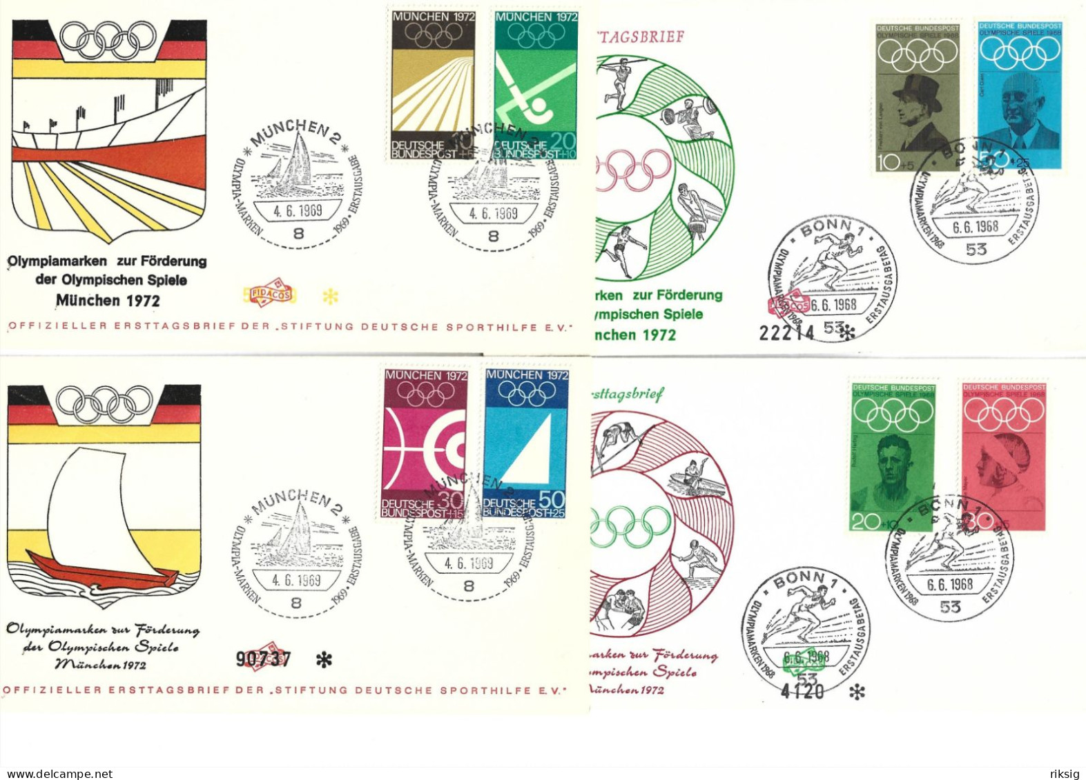 Olympic Games - Germany 1972. 4 Covers.  H-2029 - Zomer 1972: München