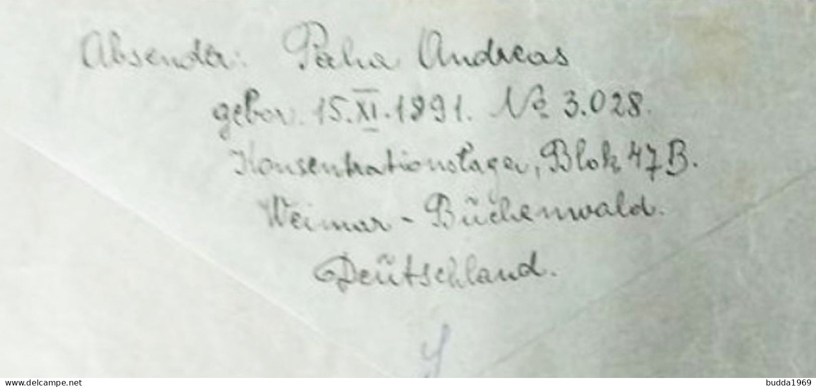 GERMANY-DEUTSCHLAND-THIRD REICH 1940-CONCENTRATION CAMP BUCHENWALD -RARE COVER! - Prisoners Of War Mail