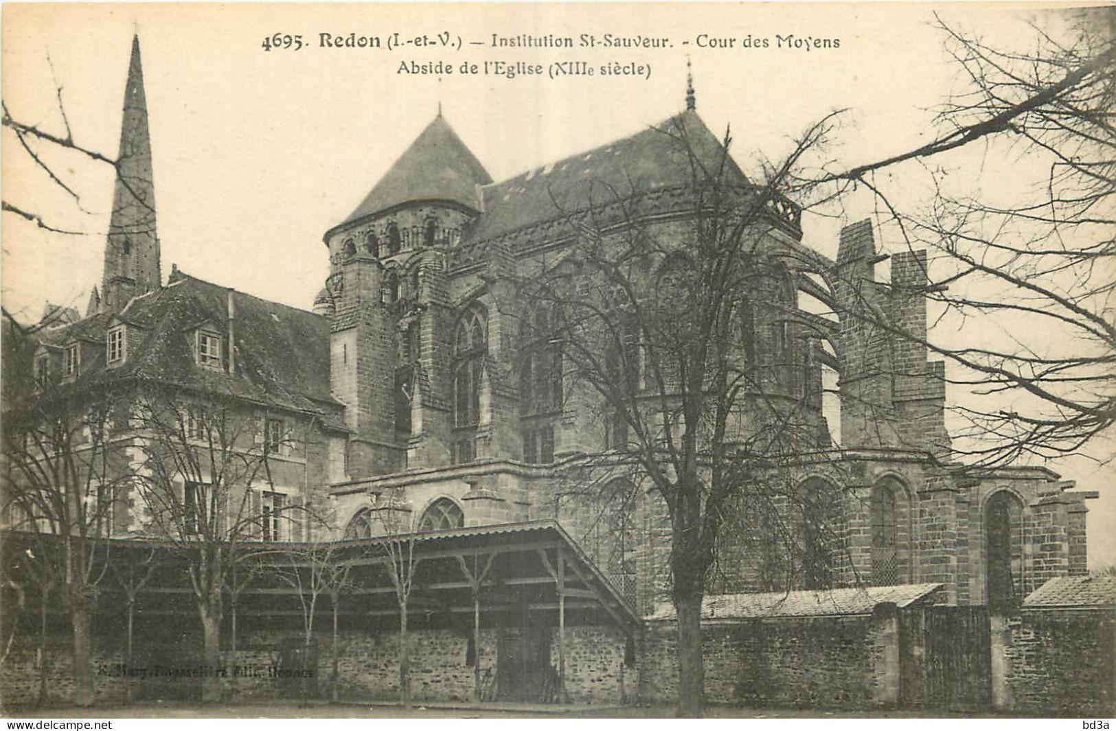 35 - REDON - INSTITUTION SAINT SAUVEUR - COUR DES MOYENS - ABSIDE DE L'EGLISE (XIIIe SIECLE) - 4695 - Redon