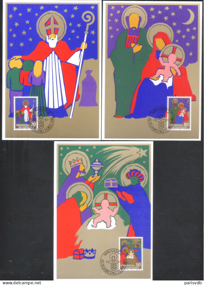 3 X MAXI CARD/CARTE MAXIMUM LIECHTENSTEIN NR 28 - WEIHNACHTEN -  1981  (1027) - Ungebraucht