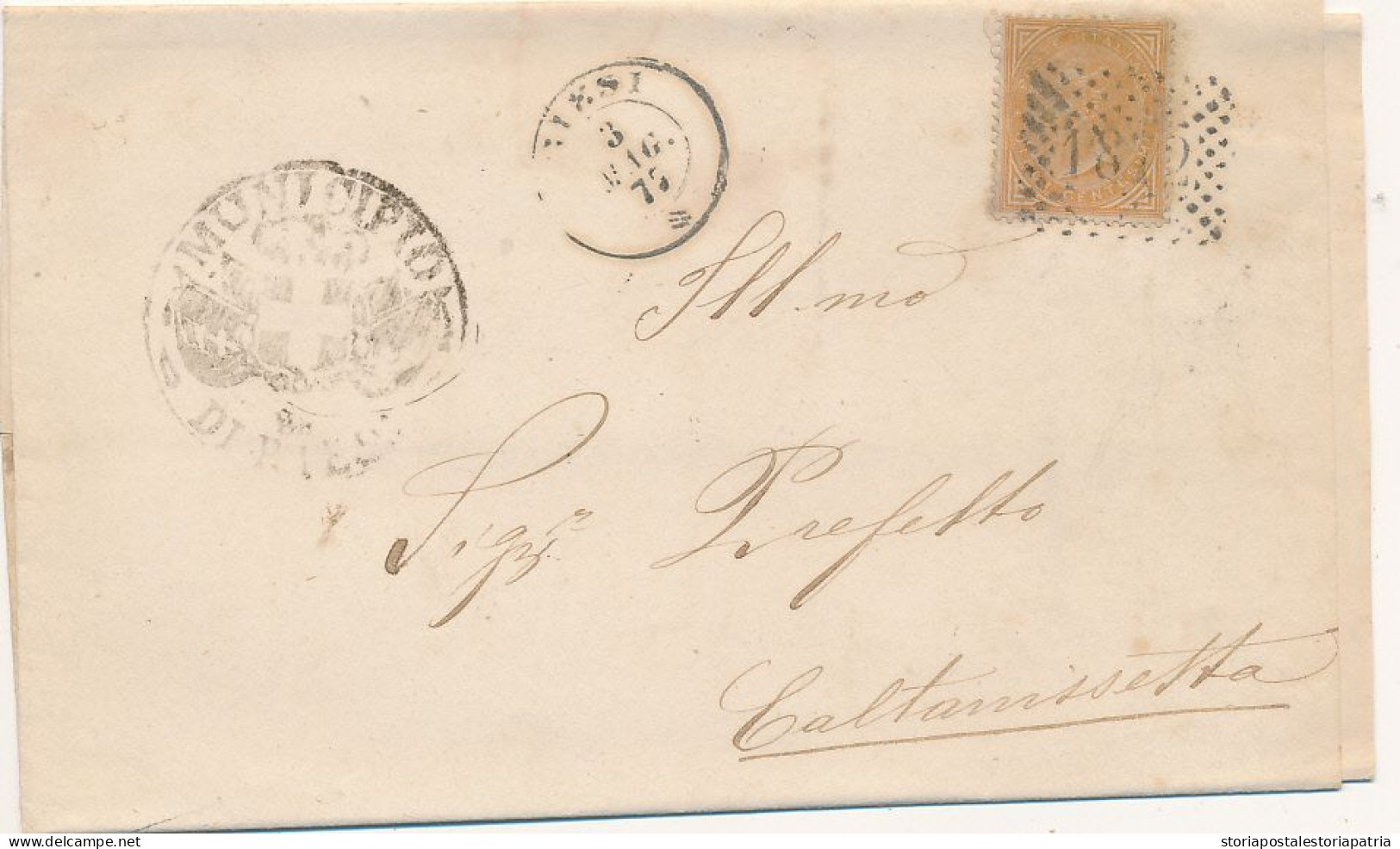 1875 RIESI DOPPIO CERCHIO + NUMERALE A PUNTI - Poststempel