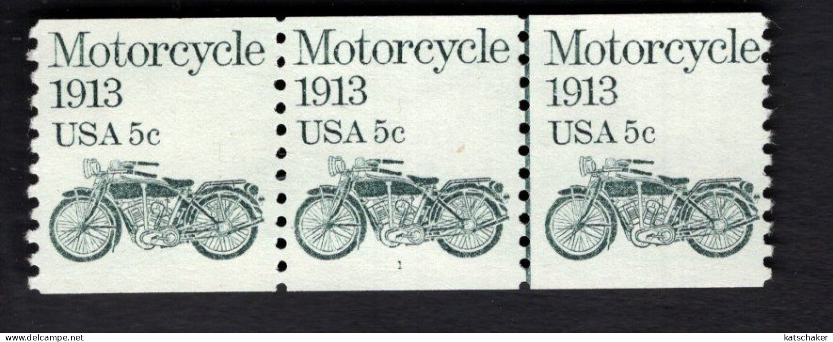 2024582396 1983 SCOTT1899 (XX) POSTFRIS MINT NEVER HINGED - STRIP OF 3 MOTORCYCLE AND PLATE NUMBER 1 - Ruedecillas (Números De Placas)