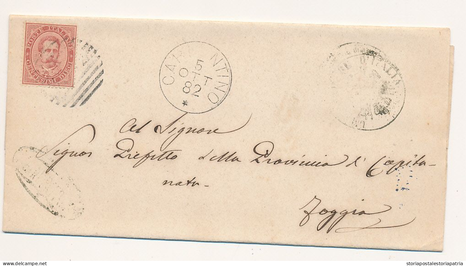 1882 CARLENTINO CERCHIO GRANDE + NUMERALE A SBARRE - Poststempel