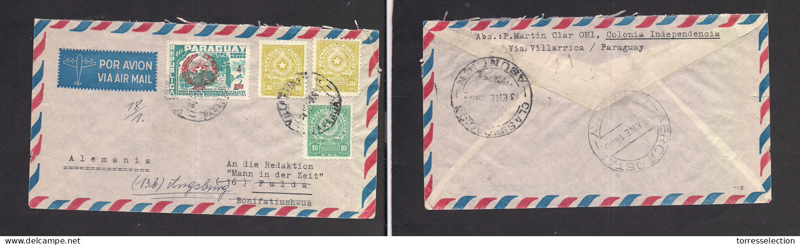 PARAGUAY. 1960. Villarica - Germany, Fuldra. Air Multifkd Envelope. Fine. XSALE. - Paraguay