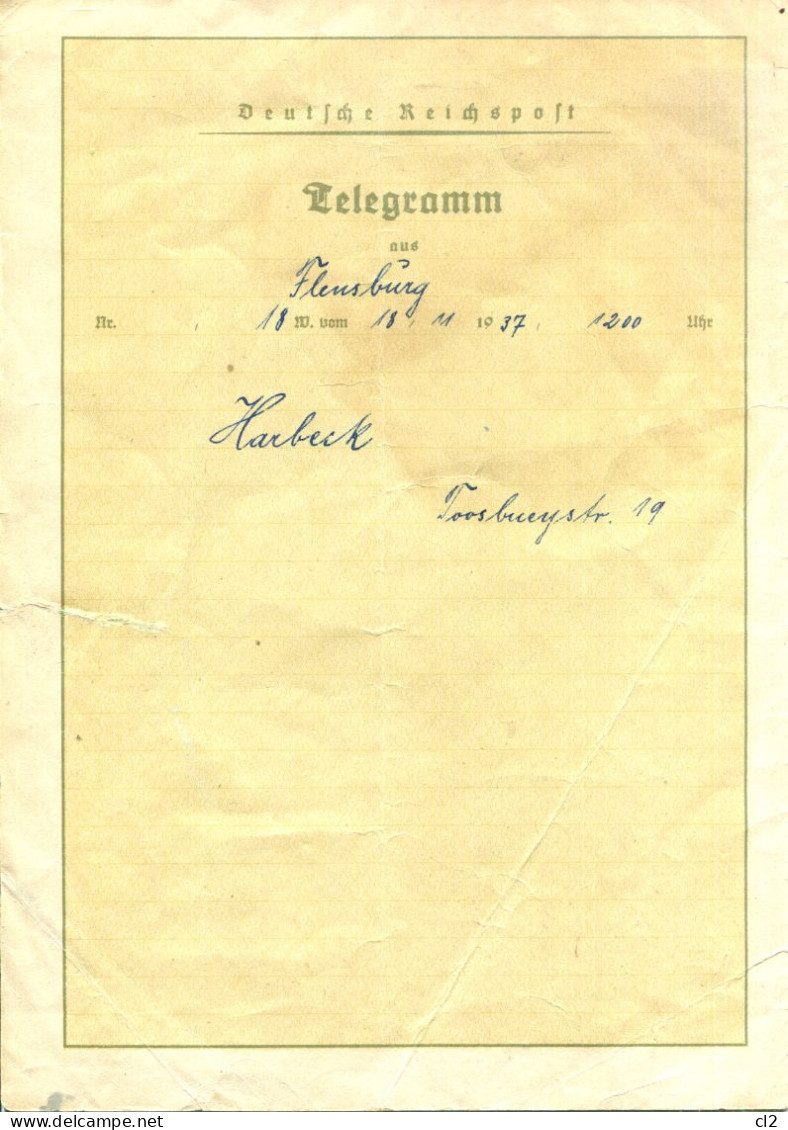 1937 - Télégramme De Luxe - Congrès Du NSDAP à NUREMBERG - Schmuck Telegramm - Reichparteitag Der NSDAP In NÜRNBERG - Lettres & Documents