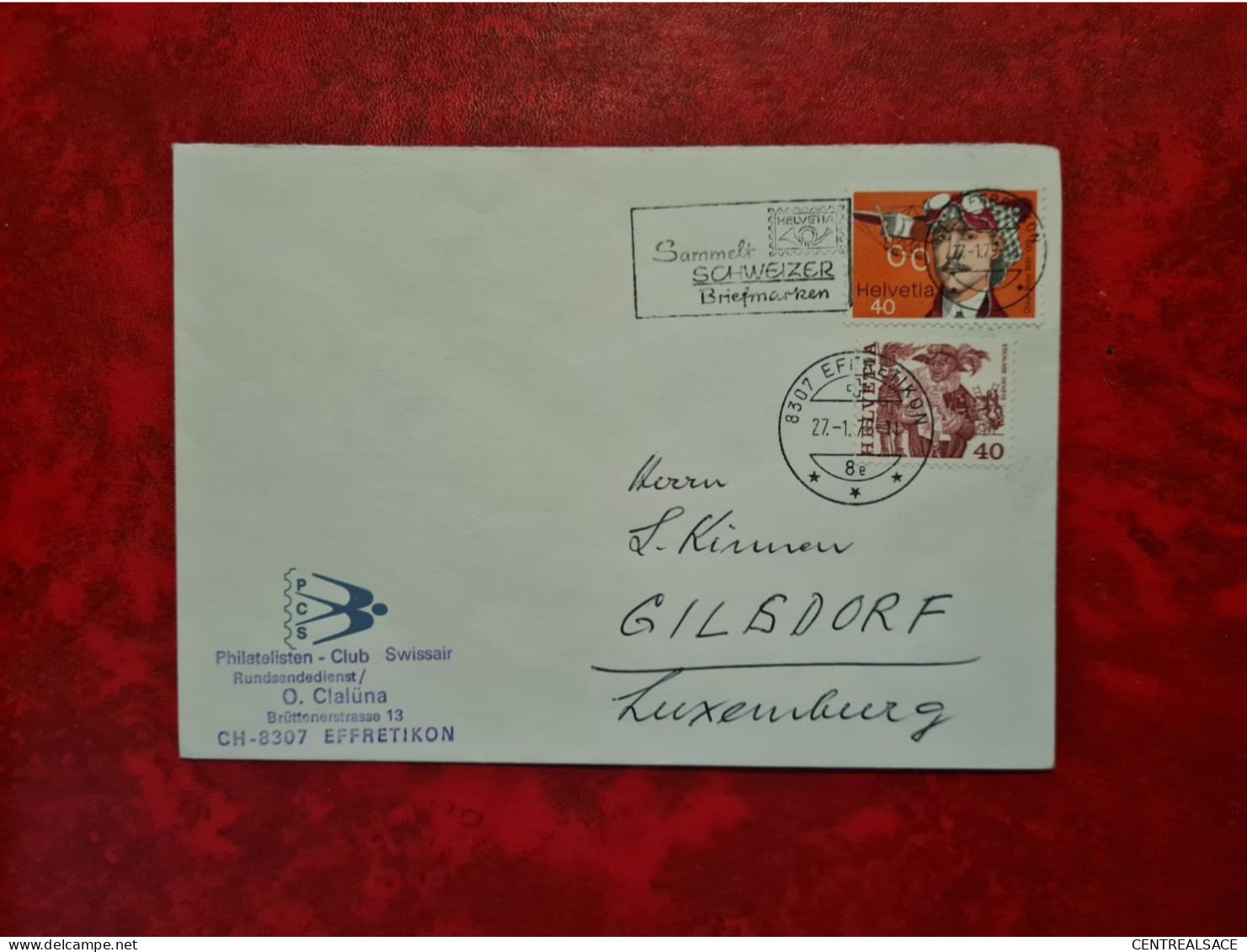 LETTRE SUISSE EFFRETIKON FLAMME SAMMELT SCHWEIZER BRIEFMARKEN ET CACHET POUR GILSDORF LUXEMBOURG CLUB PHILATELIQUE - Covers & Documents