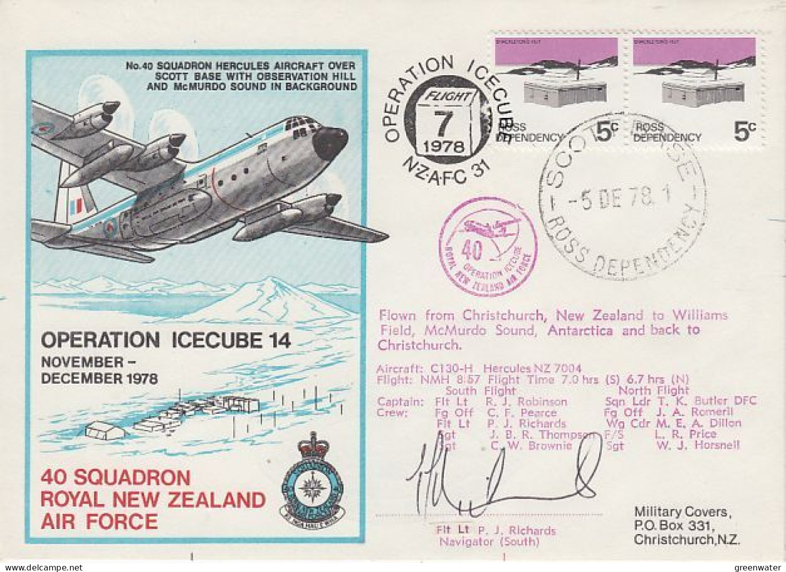 Ross Dependency 1978 Operation Icecube 14 Signature  Ca Scott Base 5 DEC 1978 (RT170) - Briefe U. Dokumente