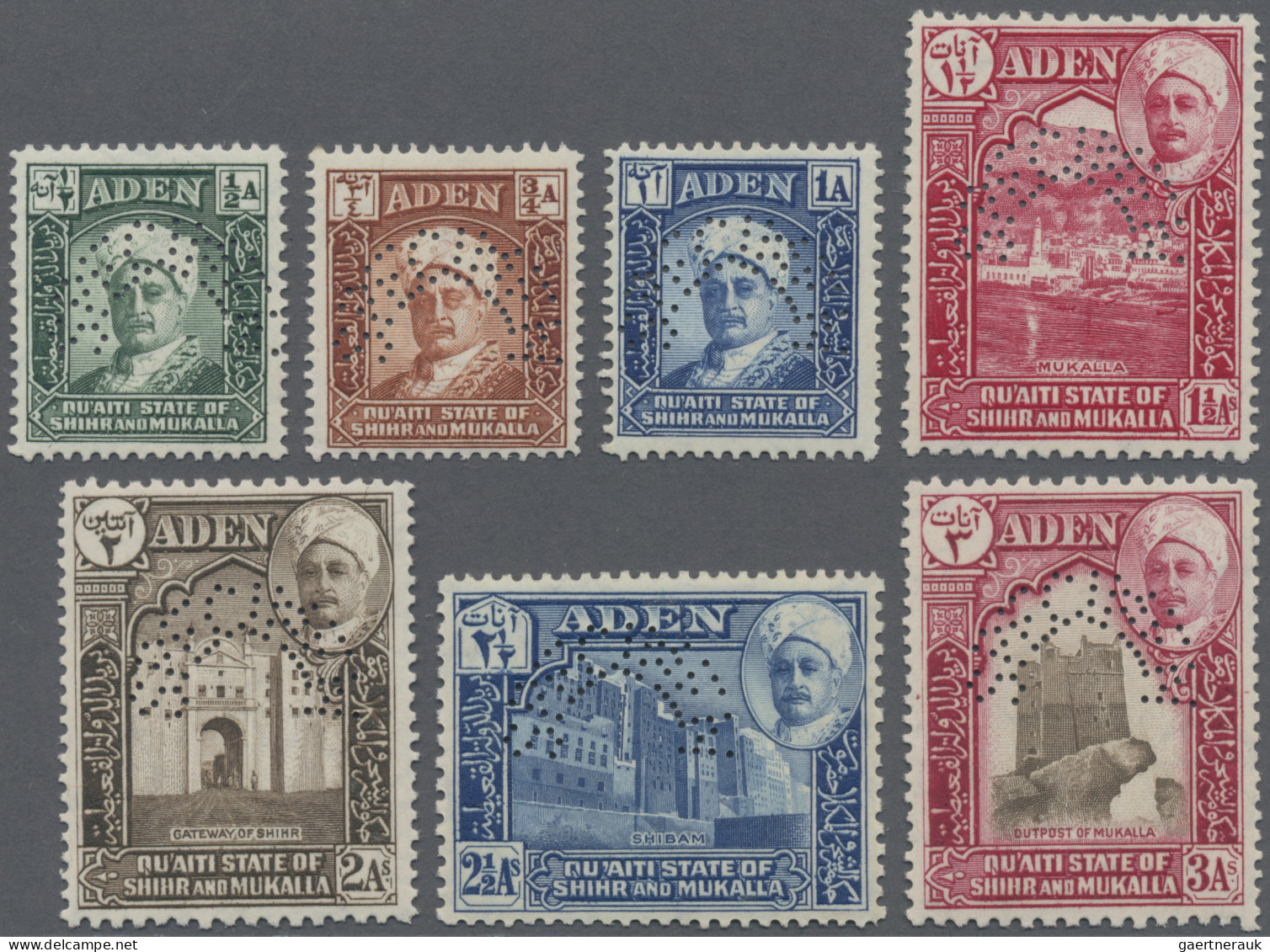 Aden - Qu'aiti State In Hadhramaut: 1942/1946 Complete Set Of First Issue Plus T - Yemen