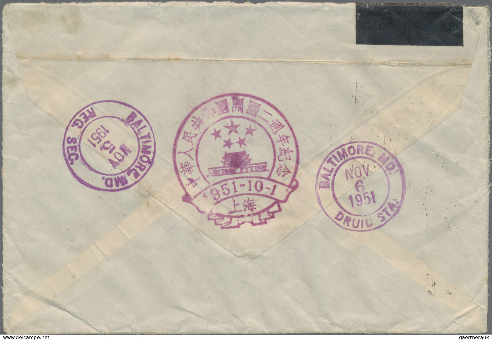 China (PRC): 1950/51, Registered Cover Addressed To Baltimore, The United States - Briefe U. Dokumente