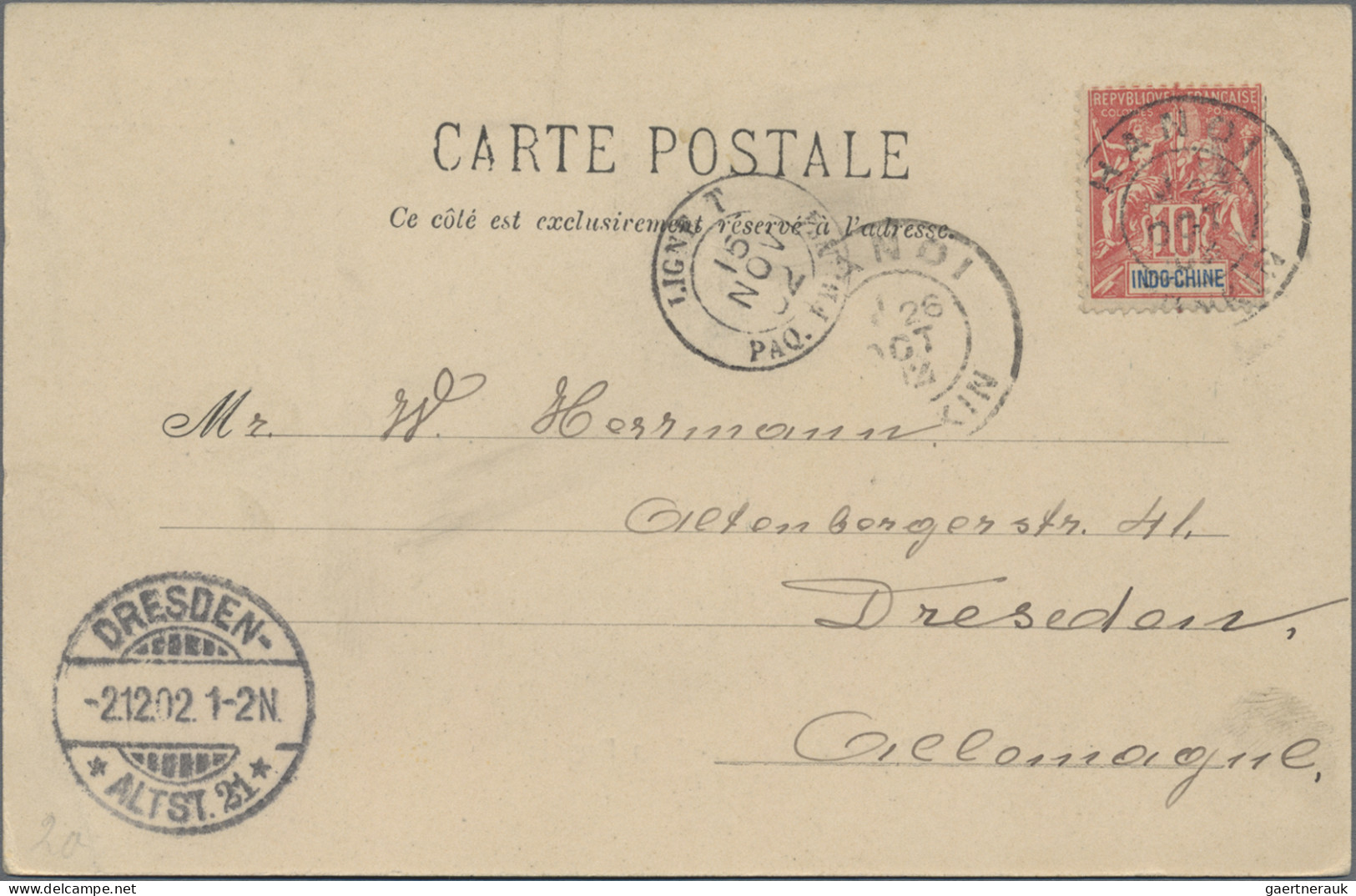 French Indochine: 1902/1910: Four Picture Postcards Sent To Austria (2), Germany - Briefe U. Dokumente