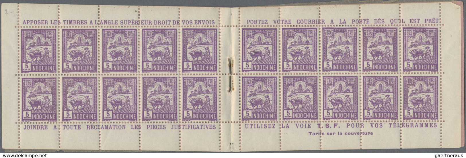 French Indochine: 1927, Booklet $1 Comprising 20 Stamps 5c. "Tour De Confucius" - Neufs