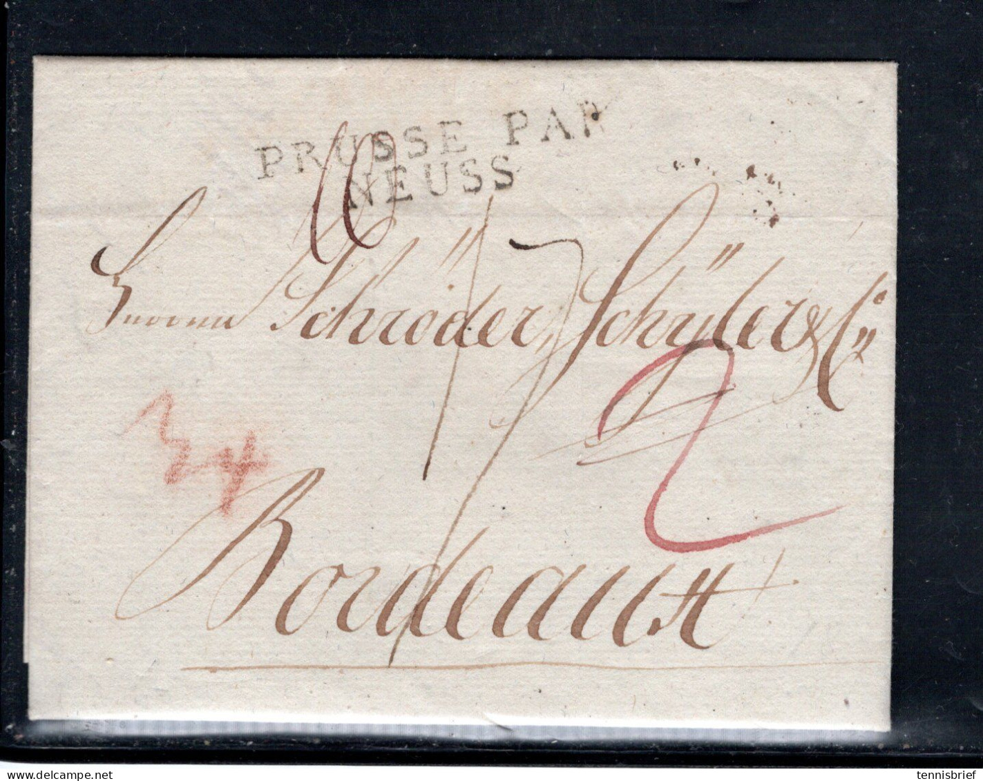 1808 ,  " PRUSSE PAR NEUSS" Sehr Klar , Kpl. Brief Königsberg  N. Frankreich  . Ostpreussen  #205 - Cartas & Documentos
