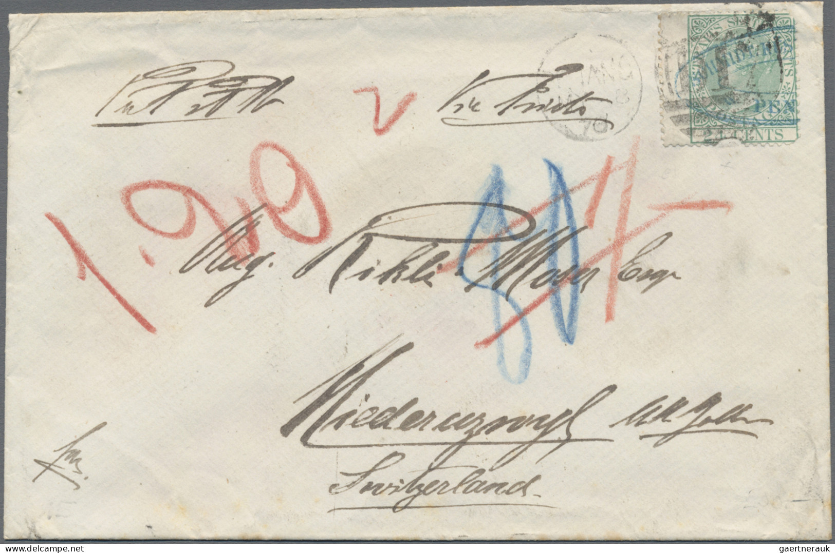 Malayan States - Straits Settlement: 1870, 24c. Blue-green (faults) With Wing Ma - Straits Settlements