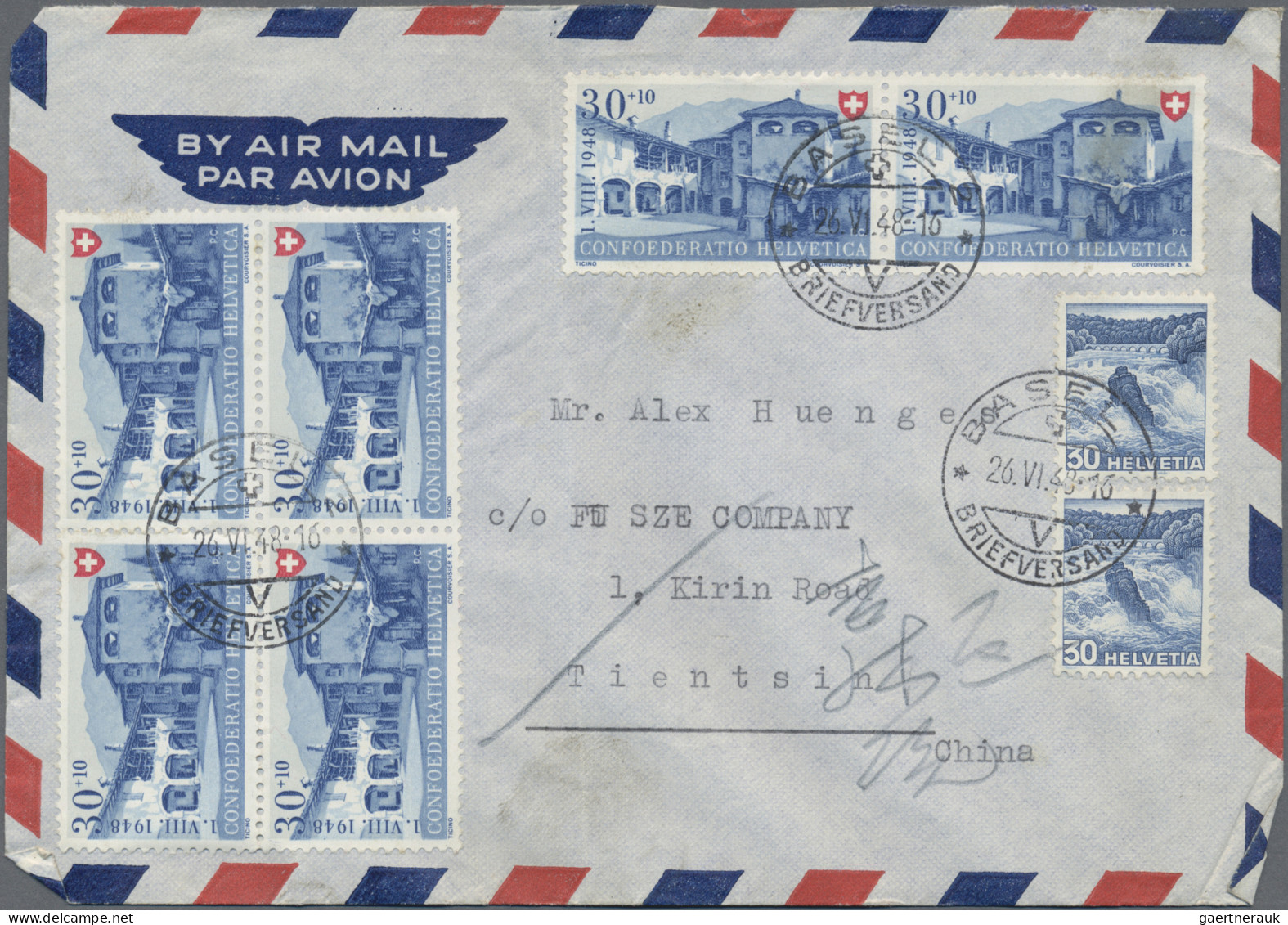 China: 1936/1948, Covers To Germany: From China (2), Manchoukuo (3), HK Postwar - Cartas & Documentos