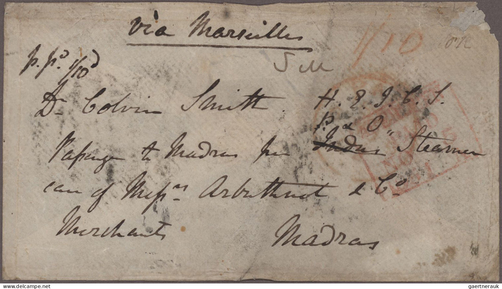 India: 1850's-1940's More Than 100 Covers, Postcards And Postal Stationery Items - 1852 Provincie Sind