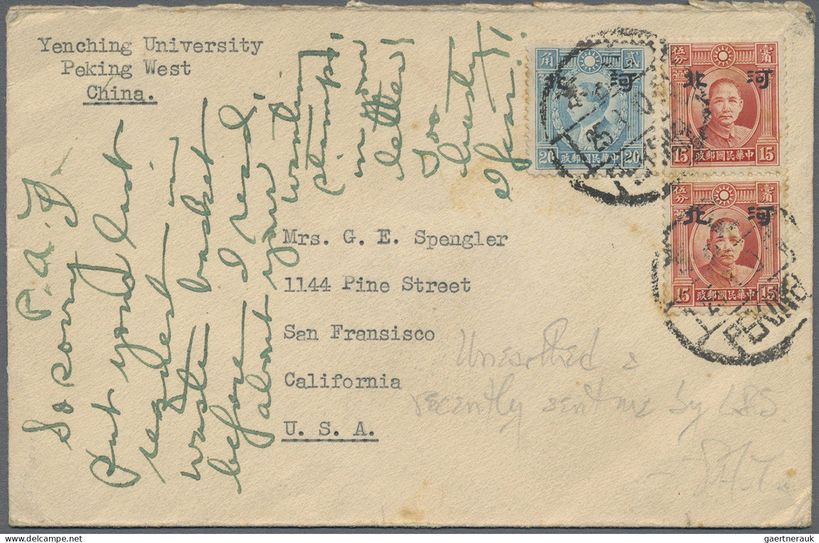 Japanese Occupation WWII - North China: Hopeh, 1941, Four Covers With Ovpt. Issu - 1941-45 Nordchina