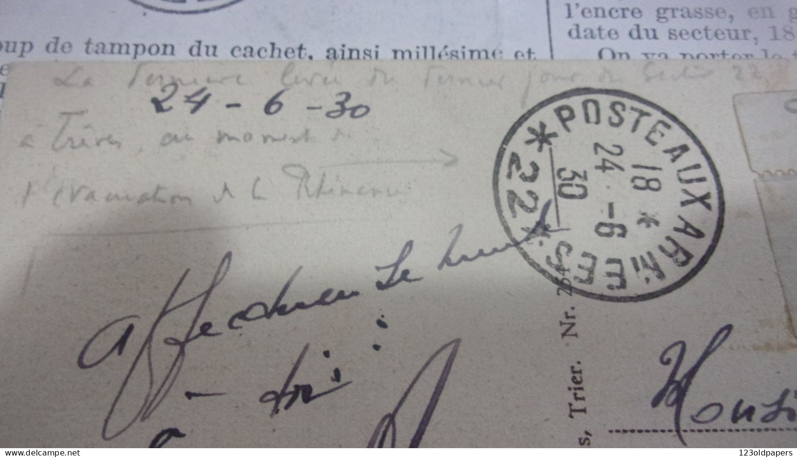 1930 TRIER TREVES DERNIERE LEVEE DU DERNIER JOUR AVANT EVACUATION RHENANIE POSTE AUX ARMEES 22 AVEC EXPLICATIF - Sonstige & Ohne Zuordnung