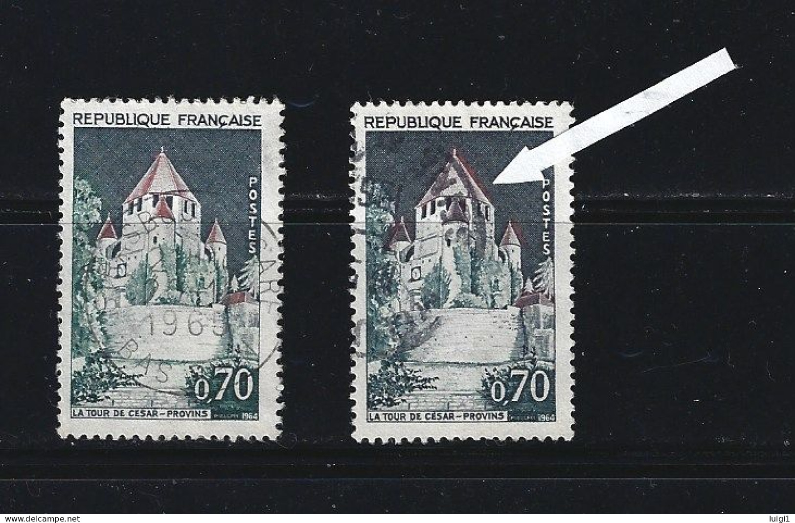 FRANCE 1964 - Y&T N°1392 A + N°1392Ab . Provins 0,70 F. Variété: Normal +Toit En Flamme. Oblitérés. TB - Used Stamps