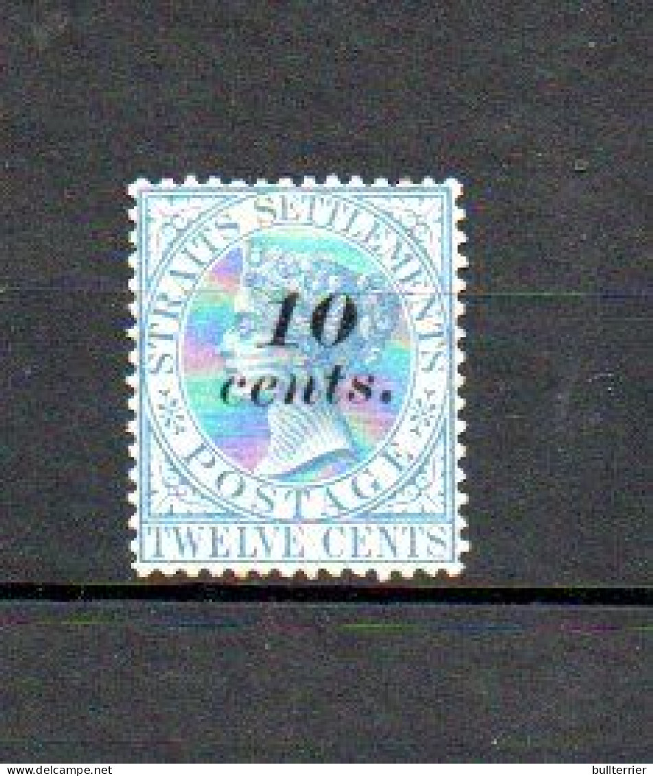 STRAITS SETTLEMENTS  -1880 - 10CENTS ON 12 CENTS BLUE UNUSED / NO GUM  FRESH COLOURS   SG £80 - Straits Settlements