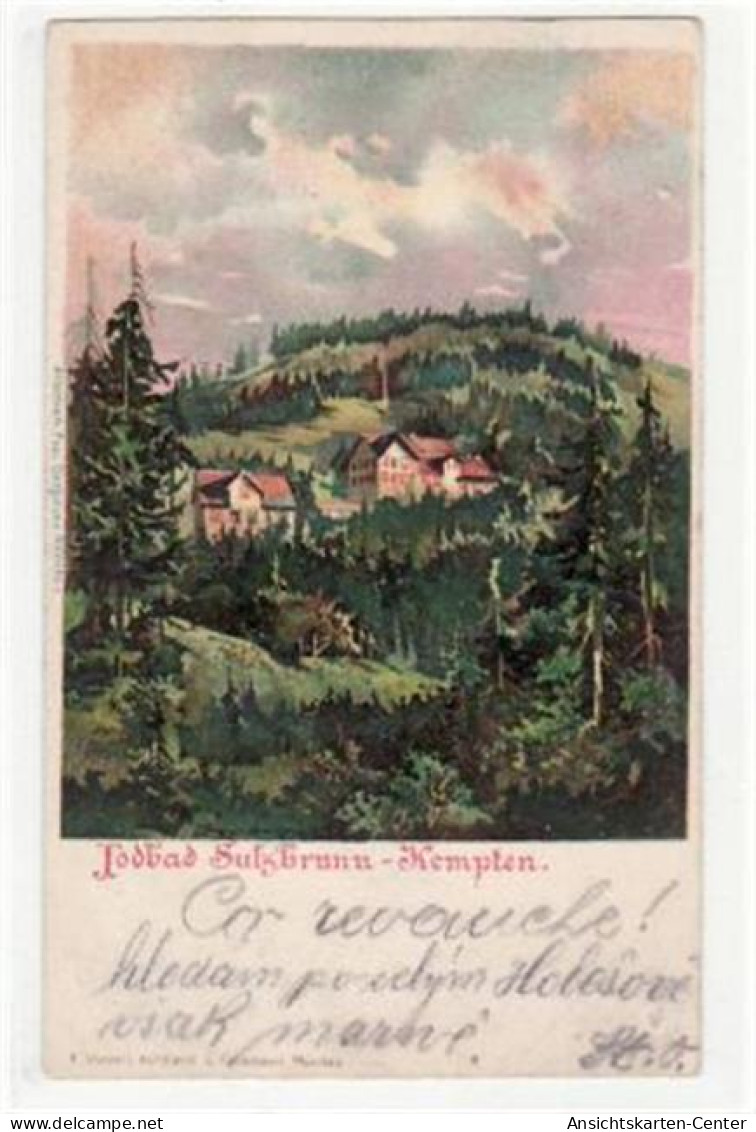 39027307 - Lithographie Sulzbrunn Bei Kempten Im Allgaeu. Totalansicht Vom Jodbad Gelaufen 1899. Top Erhaltung. - Kempten