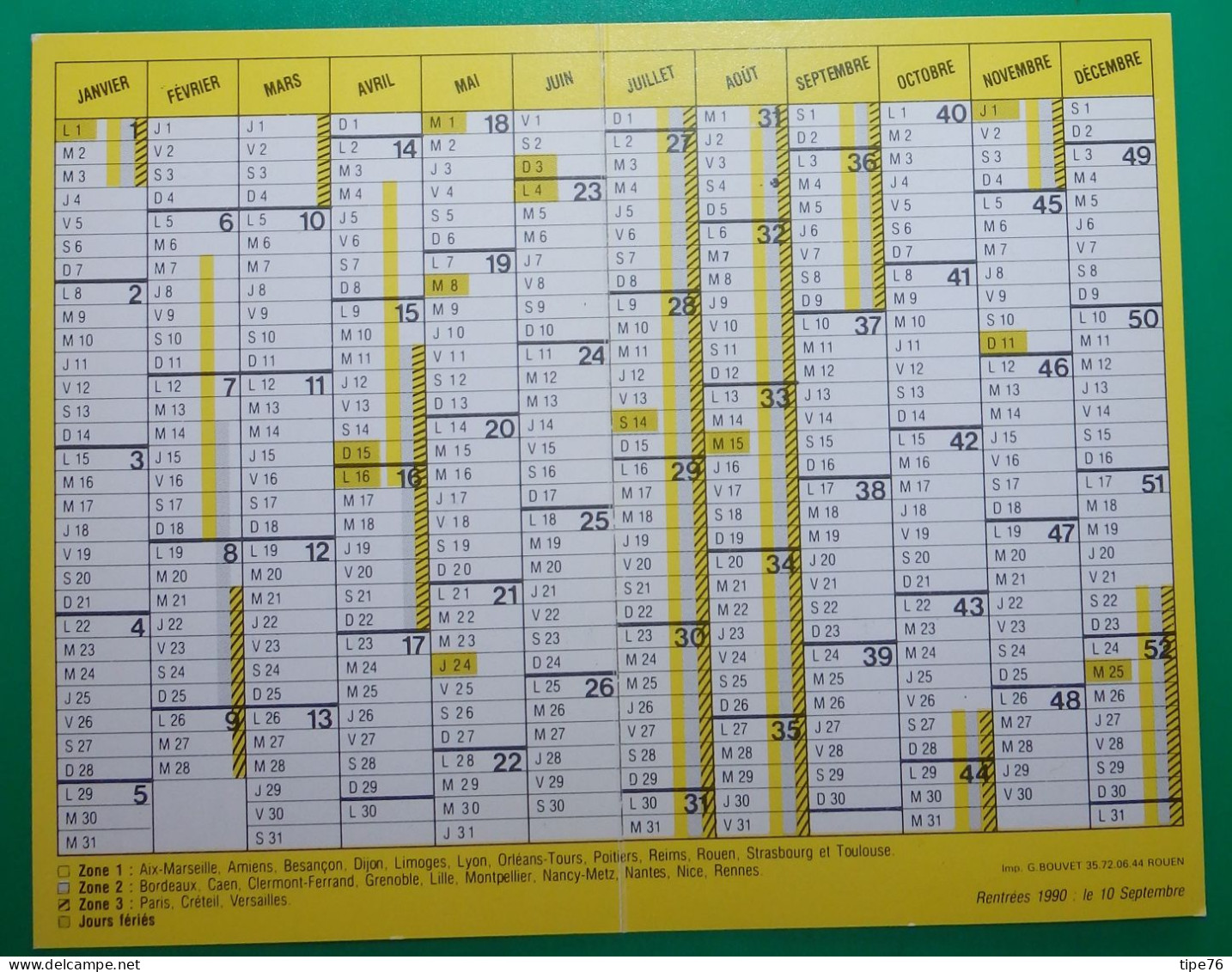 Petit Calendrier  Poche 1990 Magasin STOC Salaise Sur Sanne Isère - Formato Piccolo : 1981-90