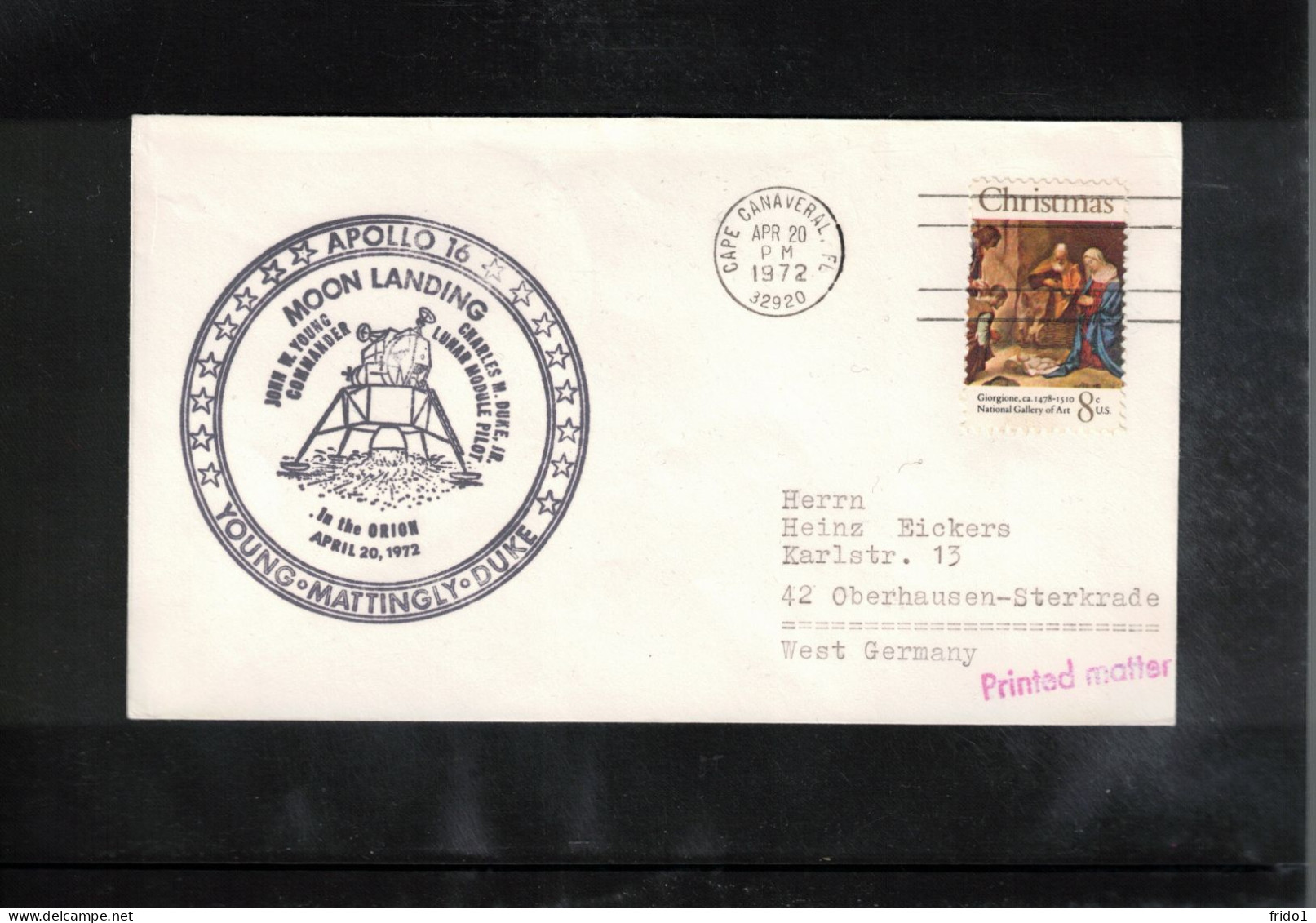 USA 1972 Space / Weltraum - Apollo16 Moon Landing Interesting Cover - Estados Unidos