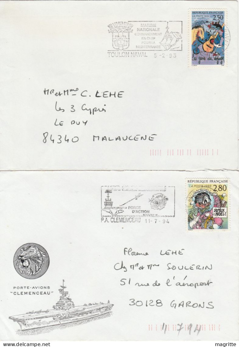 France Lot 10 Enveloppes Porte Avions Clemenceau Balbuzard R98 Flamme Aircraft Carrier - Seepost