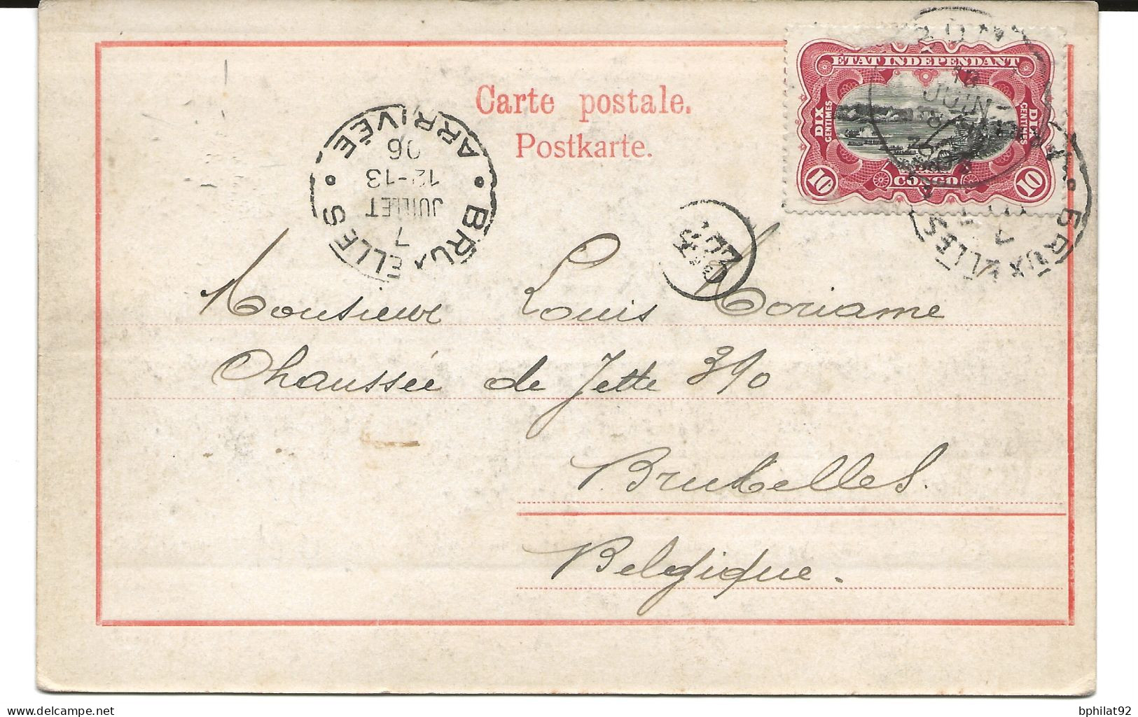 !!! CONGO, CPA DE 1906, VILLAGE  INDIGÈNE BANIMÉ  DÉPART DE BOMA POUR BRUXELLES, BELGIQUE - Lettres & Documents