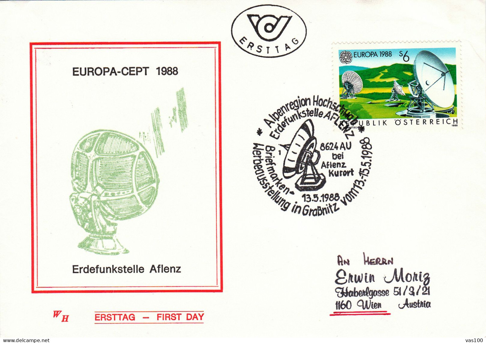 AUSTRIA POSTAL HISTORY / ASTRONOMY, 13.05.1988 - FDC