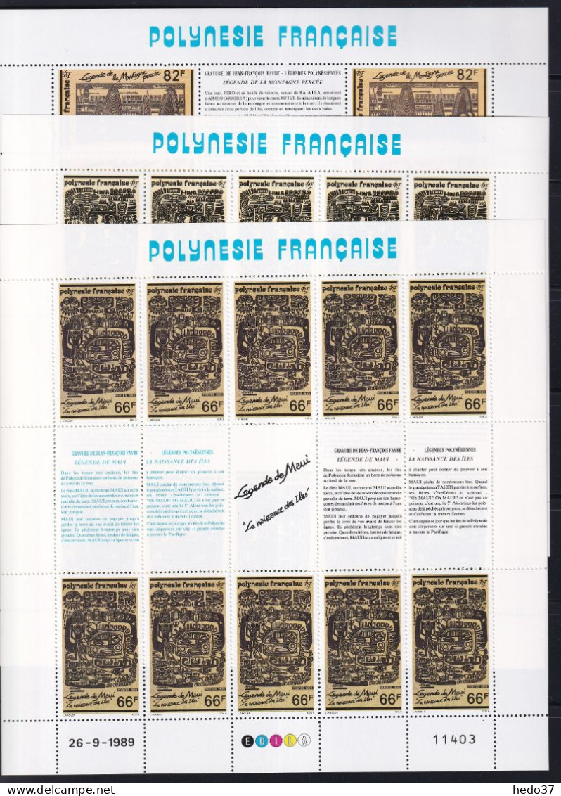 Polynésie N°347A/349A - Feuille De 5 Triptyques - Neufs ** Sans Charnière - TB - Nuovi