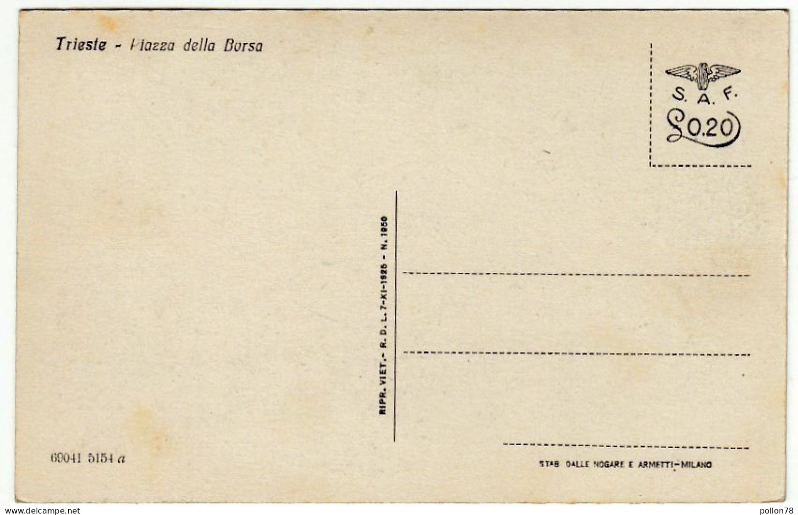 TRIESTE - PIAZZA DELLA BORSA - Vedi Retro - Formato Piccolo - Trieste