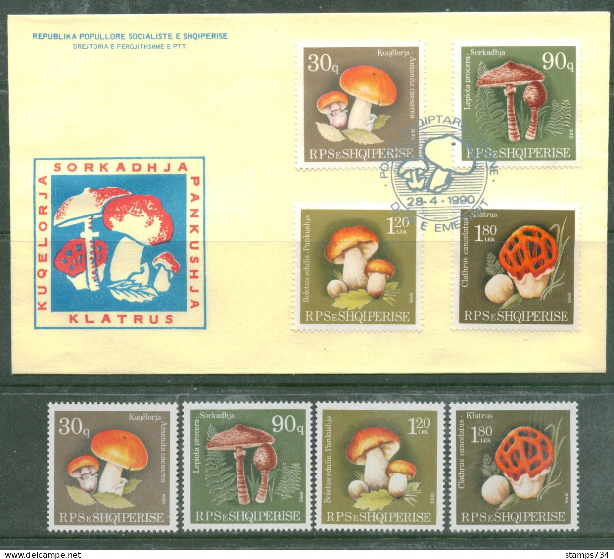 Albanie - 1990 - Champignons - YT 2219/22 - Serie Neuf** + FDC - Funghi