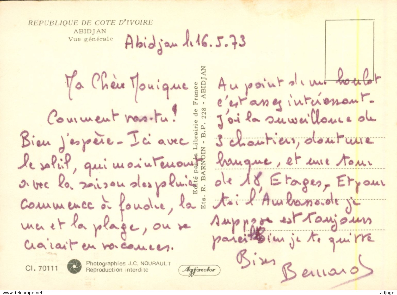 CPM- ABIDJAN - Vue Aérienne - Ann. 70** SUP *** 2 Scans - Côte-d'Ivoire