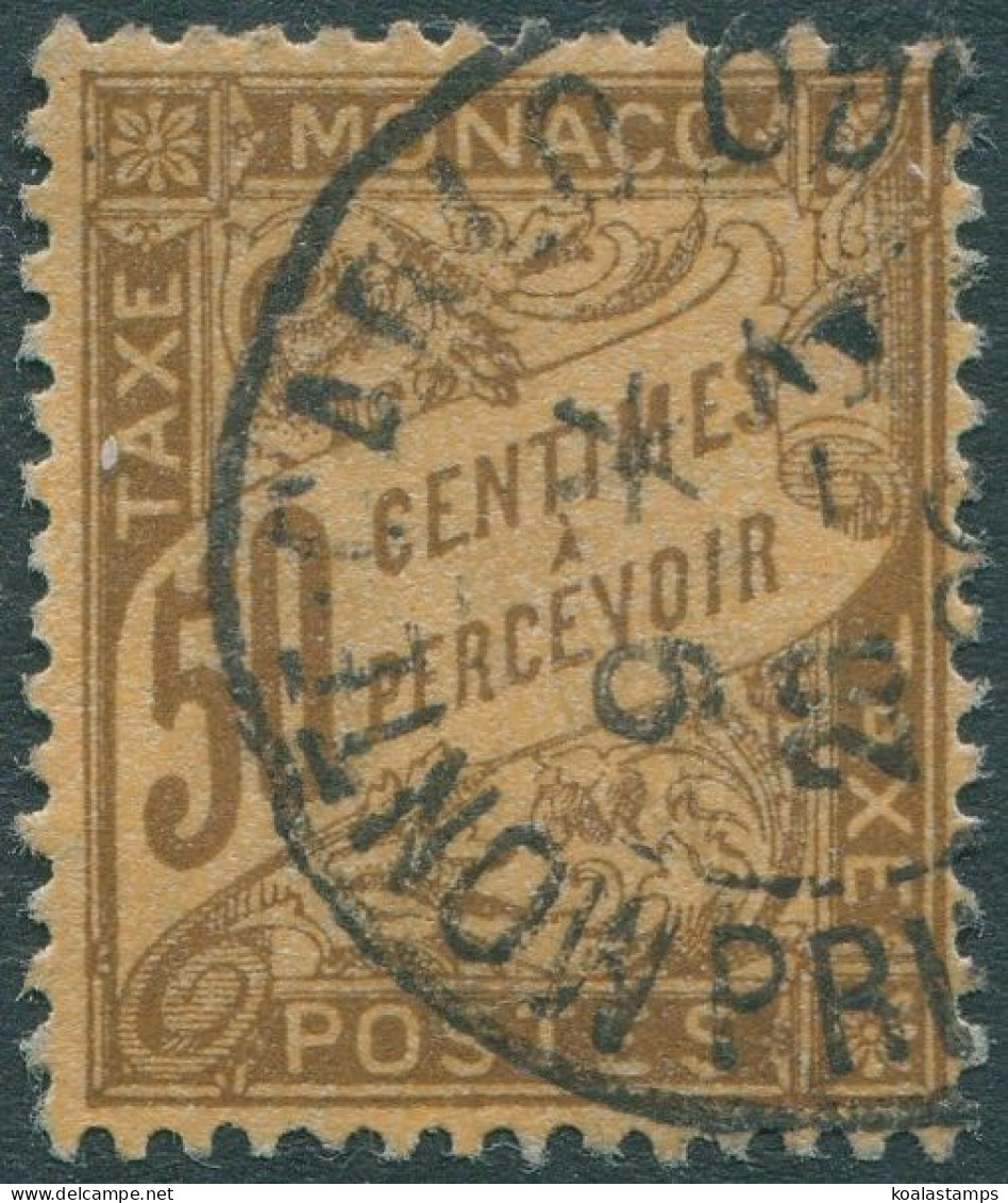 Monaco Due 1906 SGD35 50c Brown On Buff Postage Due FU - Altri & Non Classificati