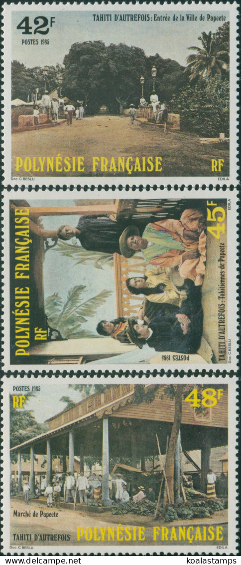 French Polynesia 1985 Sc#414-416,SG448-450 Tahiti In Olden Days Set MNH - Other & Unclassified