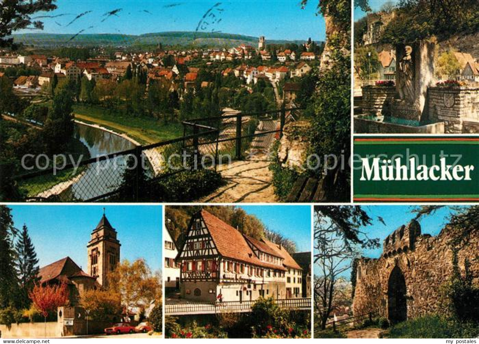 73267629 Muehlacker Panorama Brunnen Kirche Stadtmauer Muehlacker - Mühlacker