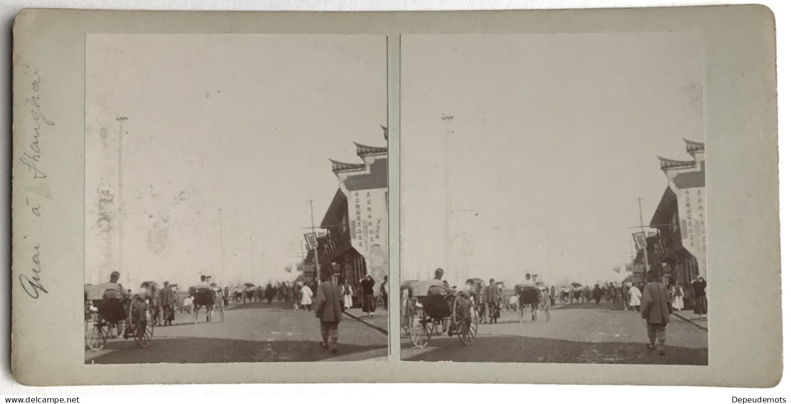 Photo Ancienne - Vue Stéréoscopique - Stéréo - Quai à SHANGHAI - Rue - CHINE - Snapshot - Stereoscopic