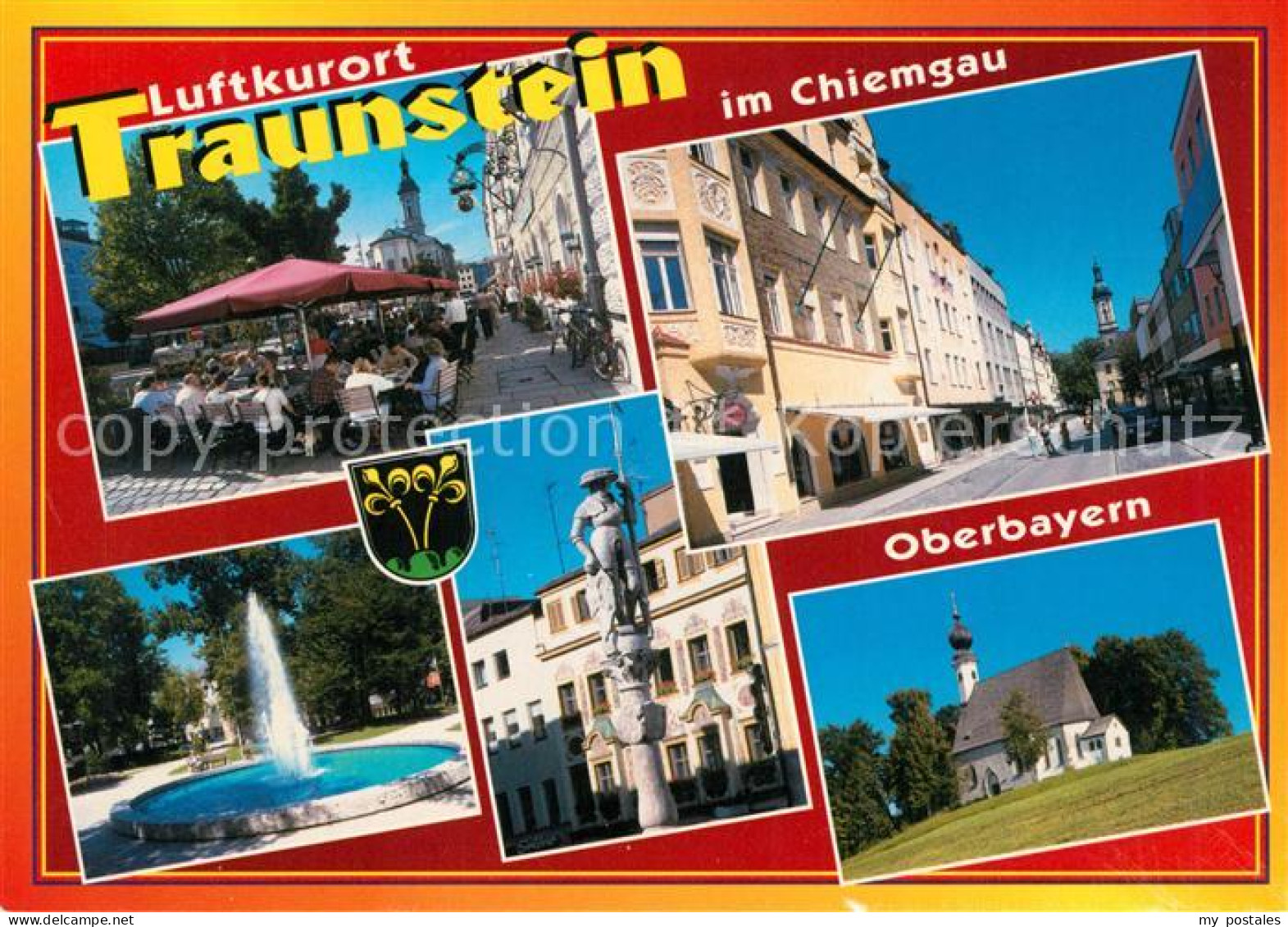 73266892 Traunstein Oberbayern Strassencafe Brunnen Innenstadt Kapelle Traunstei - Traunstein